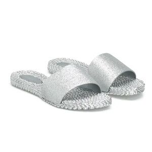 ILSE JACOBSEN Silver slip on slide sandals